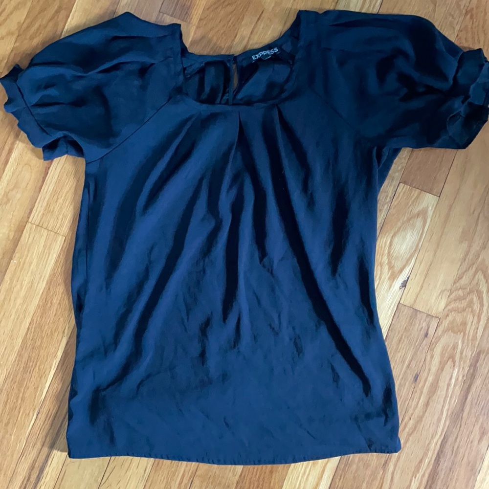 Express scoop neck ruffle sleeve blouse